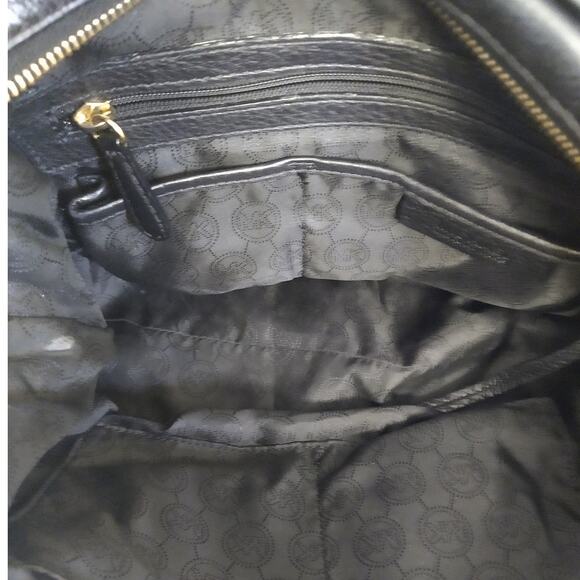 Michael Kors Black Leather Satchel Handbag Top Handles Only - Picture 10 of 12